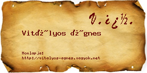 Vitályos Ágnes névjegykártya